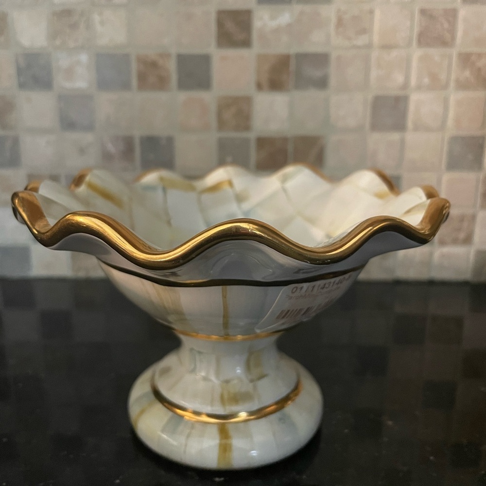 MacKenzie Childs Small Parchment Ceramic Compote - Rarest of the Rare! - Picture 6 of 16